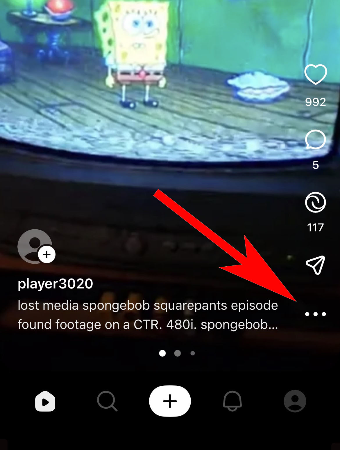 Step 1: Browse videos and tap More button in Sora app
