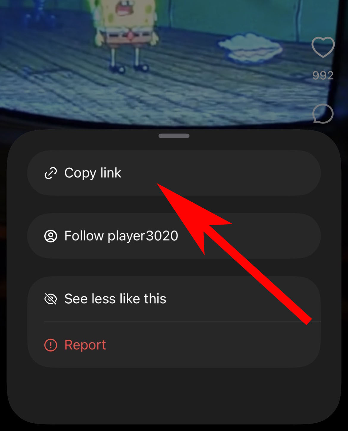 Step 2: Tap Copy Link in the popup menu
